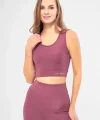 Kolsuz Dalgiç Baskılı Crop - Mor