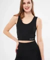 Kolsuz Dalgiç Baskılı Crop - Siyah