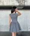 Kolsuz ini Elbise Gri