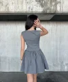 Kolsuz Mini Elbise- Gri