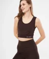Kolsuz porcu Baskılı Crop  Kahve