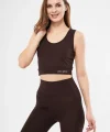 Kolsuz porcu Baskılı Crop  Kahve