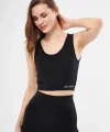 Kolsuz Sporcu Baskılı Crop - Siyah