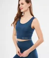 Kolsuz Sporcu Baskılı Crop - Turkuaz