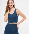 Kolsuz Sporcu Baskılı Crop - Turkuaz