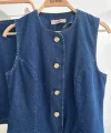 Kolsuz Yelekli Mini Etekli Denim Takım 10164