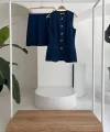 Kolsuz Yelekli Mini Etekli Denim Takım 10164