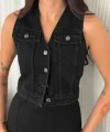 Kot Jeans Kadın Yelek - Siyah