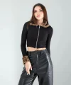 Kürk Detay Fermuarlı Crop