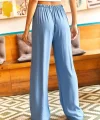 Kuşaklı Bebe Mavi Dokuma Viscon Palazzo Pantolon