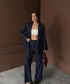 Lacivert Çizgili Ceket Ve Pantolon Takım