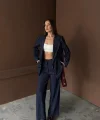 Lacivert Çizgili Ceket Ve Pantolon Takım