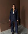 Lacivert Çizgili Ceket Ve Pantolon Takım