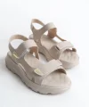 LAMIA Cırt Cırtlı Ortopedik Taban Kadın Sandalet CKT - Krem