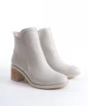 LARISSA Fermuarlı Ortopedik Taban Topuklu Kadın Bot  CKT - Krem