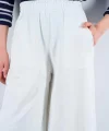 Lastikti Kapri Pantolon  Açık Ekru