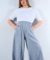 Lastikti Kapri Pantolon  Gri
