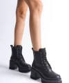LAUREN Bağcıklı Fermuarlı Ortopedik Taban Topuklu Kadın Bot CST - Siyah