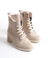 LENA Bağcıklı Fermuarlı Ortopedik Taban Topuklu Süet Kadın Bot  STT - Ten