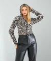 Leopar Desenli Kapşonlu Hırka 