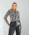Leopar Desenli Kapşonlu Hırka 
