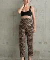 Leopar Desenli Kumaş Pantolon