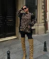 Leopar Desenli Yırtık Detaylı Kazak 1344