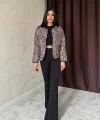Leopar Leopar Desenli Kapitone Ceket