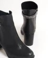 LIA Fermuarlı Ortopedik Taban Taşlı Topuklu Kadın Bot  CST - Siyah