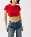 Likralı Basic Crop T-Shirt