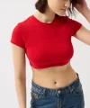 Likralı Basic Crop T-Shirt