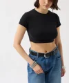 Likralı Basic Crop T-Shirt