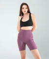 Lila Fitilli Push Up Toparlayıcı Biker Spor Tayt