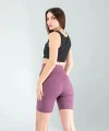 Lila Fitilli Push Up Toparlayıcı Biker Spor Tayt