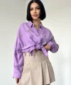 Lila Kristal Taşlı Gömlek