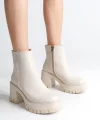 LISSE Fermuarlı Ortopedik Taban Kalın Topuklu Kadın Bot CKT - Krem