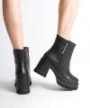 LISSE Fermuarlı Ortopedik Taban Kalın Topuklu Kadın Bot CST - Siyah