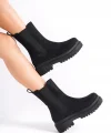 LORA Bağcıksız Lastikli Süet Ortopedik Taban Kadın Bot SST - Siyah