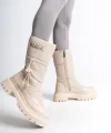 LUCY Lastikli Fermuarlı  Paraşüt Kumaş Rugan Kadın Bot  CKT - Krem