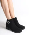 LUNA Fermuarlı Lastikli Ortopedik Taban Topuklu Süet Kadın Bot  SST - Siyah