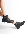 LUNA Fermuarlı Lastikli Ortopedik Taban Topuklu Kadın Bot  CST - Siyah