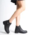 LUNA Fermuarlı Lastikli Ortopedik Taban Topuklu Kadın Bot  CST - Siyah