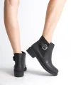 LUNA Fermuarlı Lastikli Ortopedik Taban Topuklu Kadın Bot  CST - Siyah