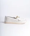 LYDIA Bağcıksız Ortopedik Rahat Taban Kalp Desenli Kadın Babet Ayakkabı  CKT - Beyaz