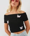 Madonna Yaka Kelebek Detaylı Bluz 957 - Siyah