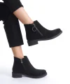 MARGARET Fermuarlı Ortopedik Taban Topuklu Süet Kadın Bot SST - Siyah