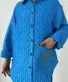 Mavi Cepli Kapitone Gömlek