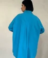 Mavi Çift Cep Kapaklı Çıtçıtlı Gömlek