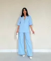 Mavi Önü Tek Düğmeli Ceket Pantolon Takım
