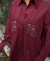 Metal Kuşgözü Detaylı Poplin Gömlek 3453